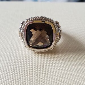 Designer Atelier Anthony Nak Smoky Brown Quartz Ring. Size 6. Silver .925